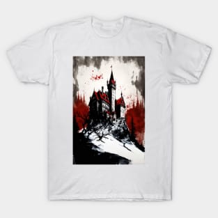 Ink Painting of A Castle On A Hill T-Shirt